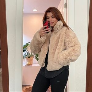 Fluffy faux fur coat